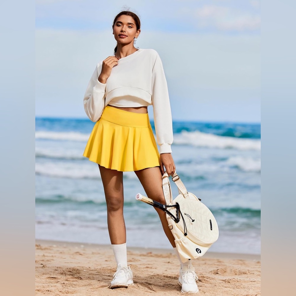 Yellow Tennis Skort | Golf Skirt | Pickleball | Built in Shorts | Large | NWT‎